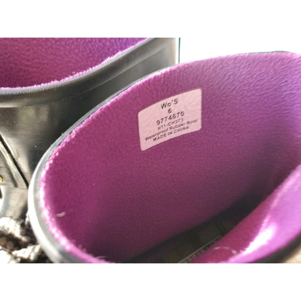 Sperry Rubber Rain Boots Navy with Fuschia Womens Sz 6 preowned Pull On Shoes
